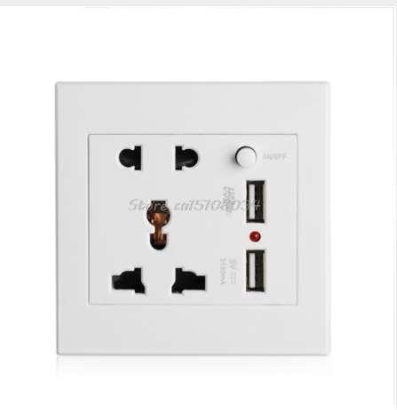 Socket+2 USB+Switch Wall Socket Charger AC/DC Power Adapter Plug Outlet Panel S08 Drop ship