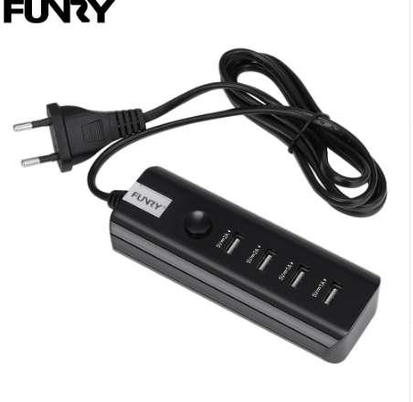 Funry USB Wall Socket EU Plug Mini Charger Power Strip 5V 4 USB Ports Input 110V-250V Desktop Fast Charging Electrical Sockets