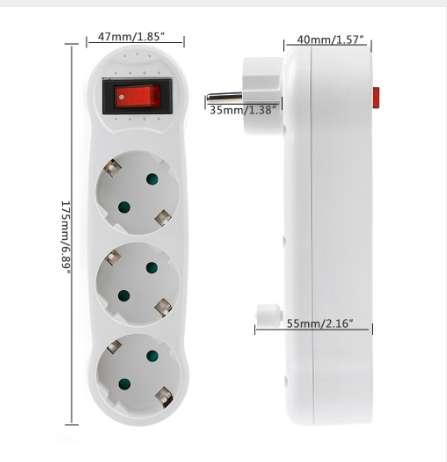 16A European Type Conversion Plug 1 TO 3 Way EU Standard Power Adapter Socket EU standard