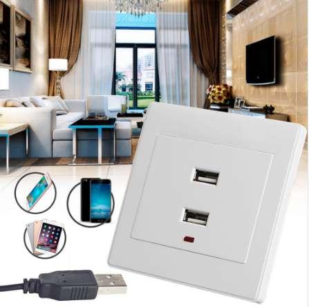 Dual USB Wall Socket Charger AC/DC Power Adapter Plug Outlet Plate Panel