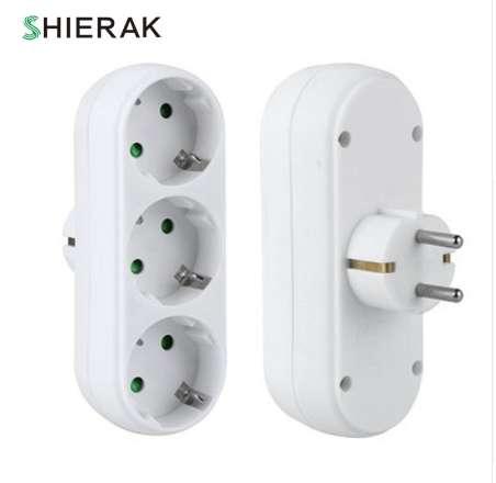 SHIERAK EU Standard Three-pole Power Plug Socket 16A 250V Outlet Triple German Standard Adapter MAX Power 3500W Used For Home 16A 250V