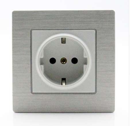 Manufacturer EU standard socket ,silver aluminum panel germany power socket,16A wall power socket,220V,