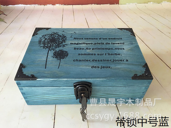 Manufacturers wholesale spot zakka do the old wooden grocery retro lockable storage box in the number