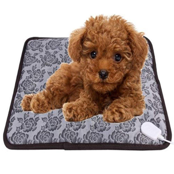 Pet Electric Heating Pad Waterproof Adjustable Warming Mat with Chew Resistant Steel Cord 45CM45CM Flower Color