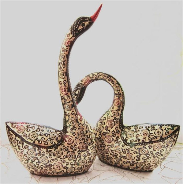 Pakistan 18 big Swan animal painted animal imported handmade art copper ornaments