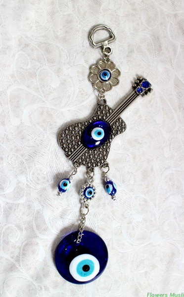 Turkish evil eye bracelet with blue eyes guitar modeling Muslim safe car hanging ornaments