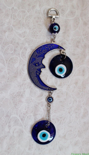 New Turkish import handicrafts moon playing with a pearl ornaments blue eyes demon eye evil town house