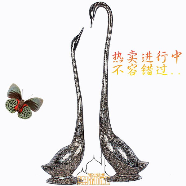 Pakistan 30 inch bronze animal lovers Swan handmade art senior imported copper decoration