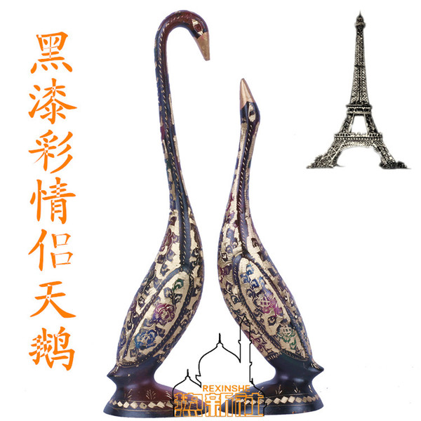 Pakistan bronze animal handmade art decoration wholesale import of copper copper Swan (pair)