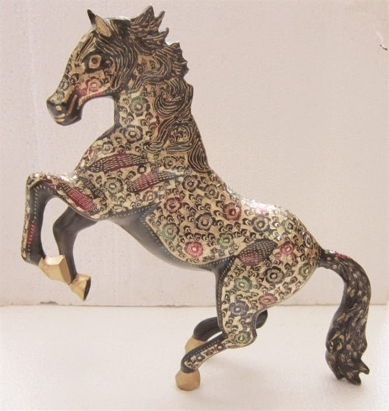 Pakistan arts and crafts high-end hand painted black 24 inch bronze horse immediately