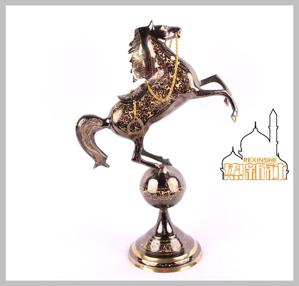 Pakistan 18 inch carved on the bronze horse animal imported handmade art copper ornaments