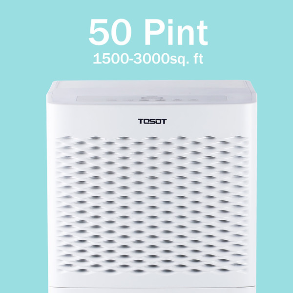 Tosot 50 Pint Dehumidifier, Energy Star Certified, for Spaces up to 3000 sq. ft, Perfect for Basements, Portable with Wheels