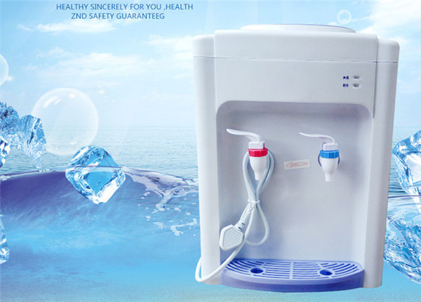 White Home Desktop Mini Warm&Hot Water Dispenser Pushing Switch Convenient Getting Water Energy-saving Water Heating Machine