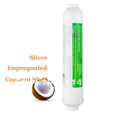 Silver Impregnated Coconut Shell based Activated Carbon Inline Water Filter Cartridge ICS10 For Water Purfiltation