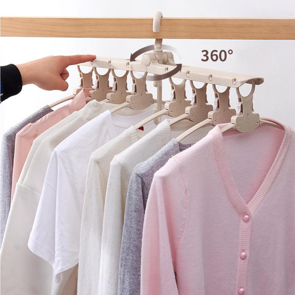 8 in 1 Creative Folding Hangers 360 Degrees Rotating Multifunctional Space Saving Magical Storage Travel Clothes Rack Hanger