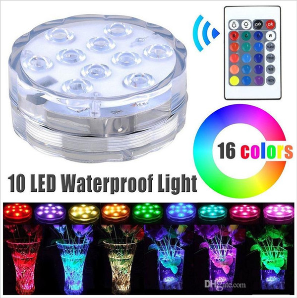 Promotion 10pcs SMD5050 LED Submersible Remote Candle floral tea Light flashing Waterproof wedding party vase lamp hookah shisha accessory