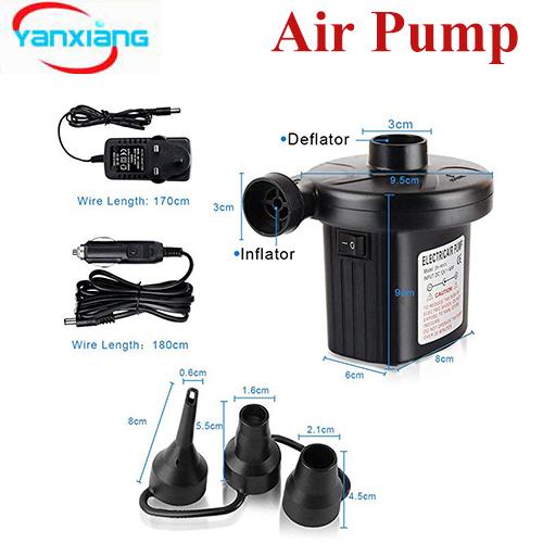 Two-way Air Pump with 3 Nozzles/220V AC/12V DC 2 in 1 Portable Air Mattress Pump Universal Inflator Electric Pump for Inflatables YANX-pump