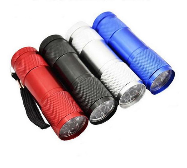 Portable UV Lamps 9 LED Mini LED Flashlights Super Bright LED Torch Light Outdoor Camping Flashlights Black