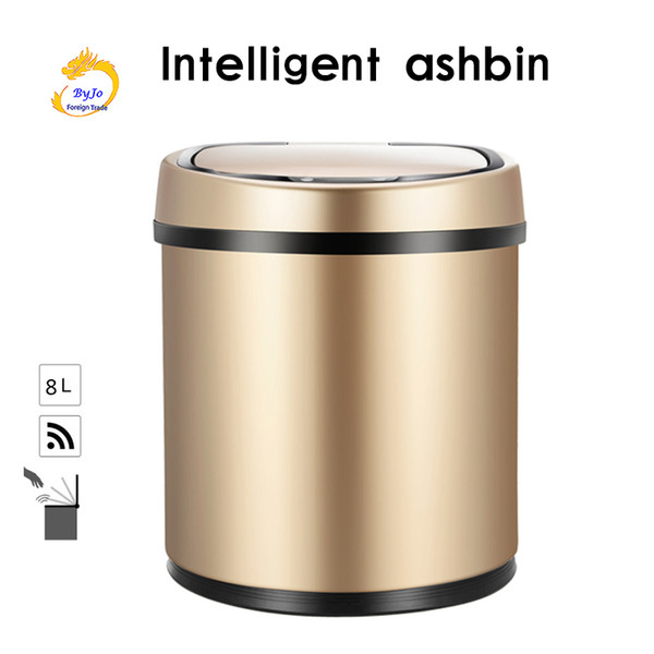 8L Inductive Type Trash Can Smart Sensor Home Bathroom Dustbin Storage Barrels Rubbish Bin Stainless Steel Metal Trash Mintpass rubbish