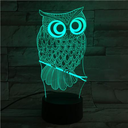 Newest Remote Control 3D Owl Table Lamp USB Colorful 7 Color Change LED Home Party Bedroom Decorative Night Light Gift wn280