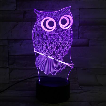 Newest Remote Control 3D Owl Table Lamp USB Colorful 7 Color Change LED Home Party Bedroom Decorative Night Light Gift wn280