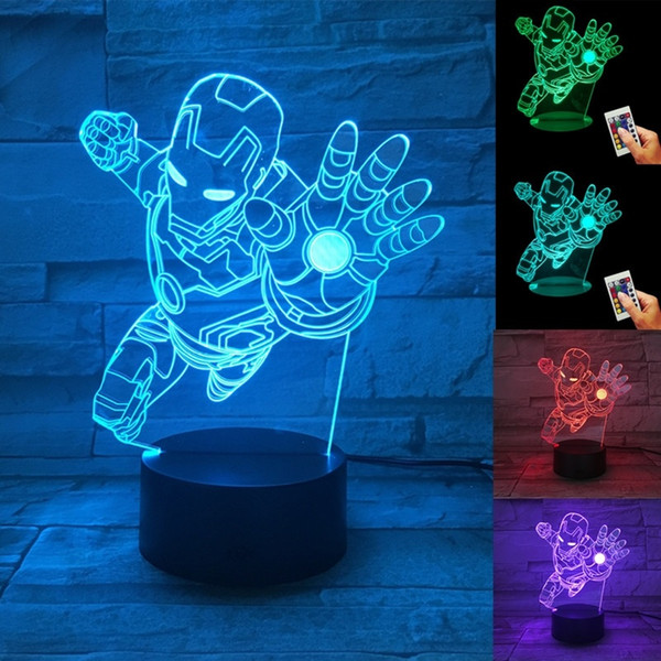 3D Led Light Kid Toys 3D Iron Man 3d Night Light LED Smart Home Remote Control Touch Colorful Visual Light Tamp Lamp Desk Lamp Home Decorati