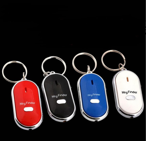 1000pcs/lot Easy Sound Control Locator Lost Key Finder with Flashing LED Light Key Chain Keychain Keys Finding Whistle 4 Colors