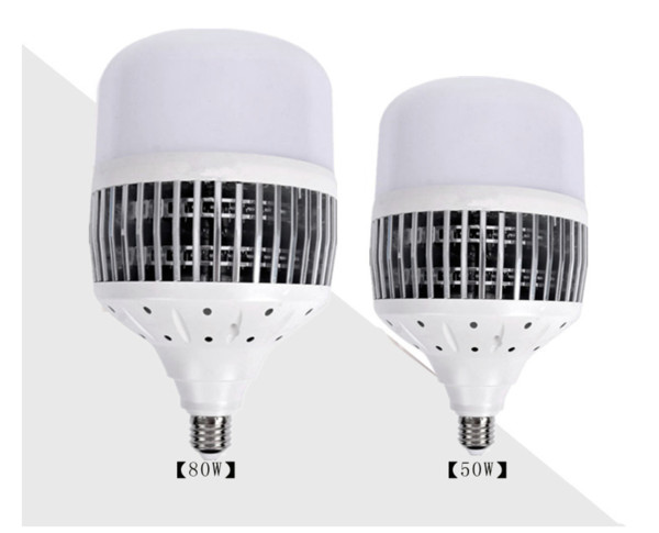 E27 High power LED bulb thousand pure silver 50W 80W 100W 200W lamp bulb PC transparent lamp shade bright white light