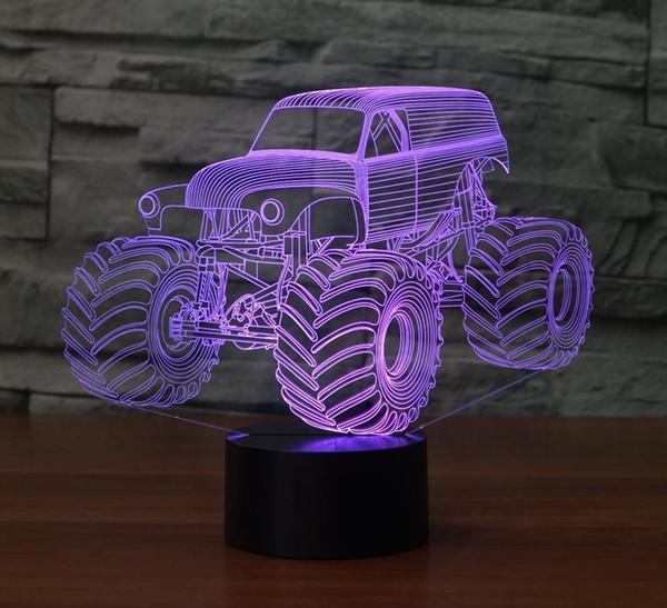 Big Size Grave Digger Monster Truck 3D Desk Lamp 7 Changeable Colors Night Light #R45