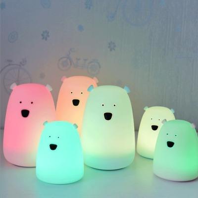 Silica gel table lamp Creative Light colorful bear Increase the atmosphere small animal Night light Colorful Glowing Christmas Gift for Kids