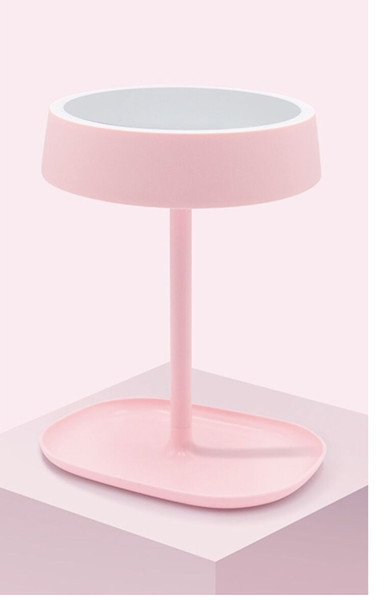 Three-speed adjustment mirror table lamp led makeup mirror with light small round mirror portable touch charging