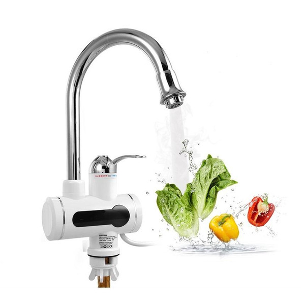 COHOTCA Tankless Electric Water Heater Faucet with LED Digital Display for Kitchen Bathroom EU Plug Silver Free Shipping TB