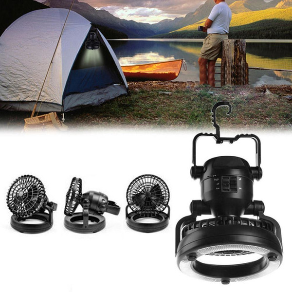 Camping 2 In 1 Ceiling Fan 18 LED Light Hanging Tent Lamp Lantern Outdoor Lamp with Retail Box High Quality