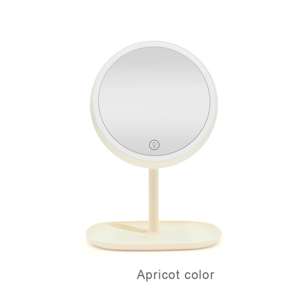 Three-stage adjustable makeup mirror desk lamp LED mirror with lamp small round mirror portable touch charging led