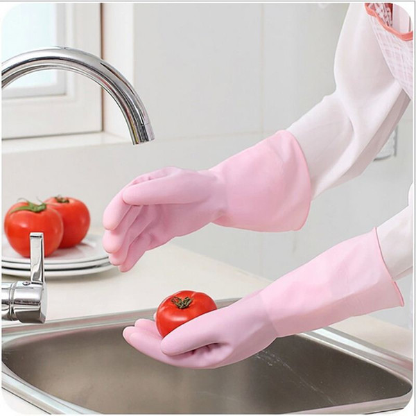 Household Gloves Tea Tree Oil Latex Rubber Thin Durable Waterproof Gloves Wash Laundry Cleaning Chores Solid Dish Washing Gloves