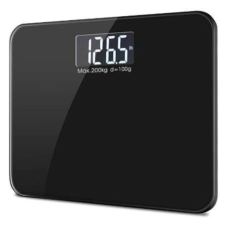 Household Bathroom Floor scale 440lb/200kg LCD Electronic Glass Digital Body scale Weight Balance black & white