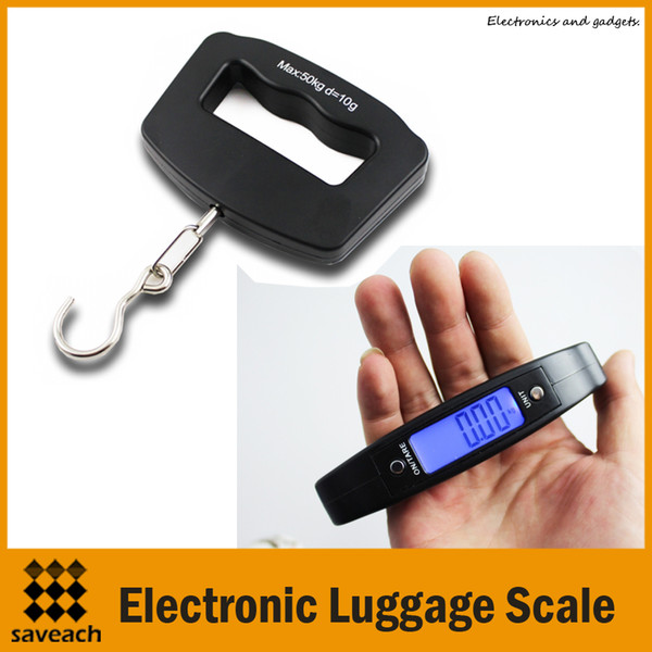 Wholesale - New Digital Portable Electronic Electric Luggage Weight Hanging Scale LCD Display kg / lb / oz / g Black 50kg /10g