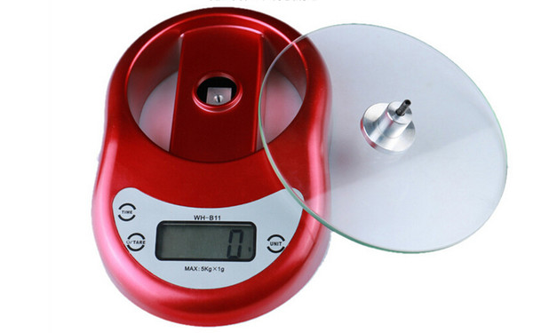 Red Digital Electronic Kitchen Scale 5kg/ 1g 5000g Weighing Scale with Clock Countdown Alarm Function Free shipping