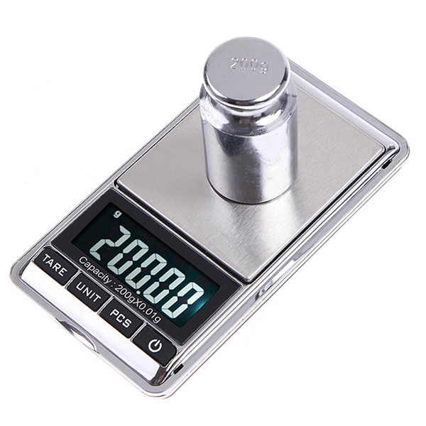 Wholesale 200gx0.01g Mini Digital Scale 0.01g Portable LCD Electronic Jewelry Scales Weight Weighting Diamond Pocket Scales