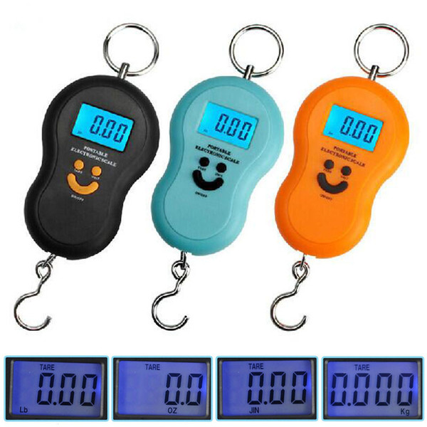 3 Color Portable 40kg LCD Display Digital Hanging Scales Electronic Luggage Weight Fishing Hook Scale Weighing Scales