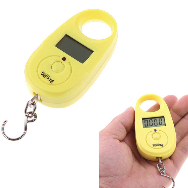 New Arrive 25kg x 5g Mini Electronic Digital Hanging Luggage Scale pocket Portable LCD Weight Weighing Scale Yellow Purple