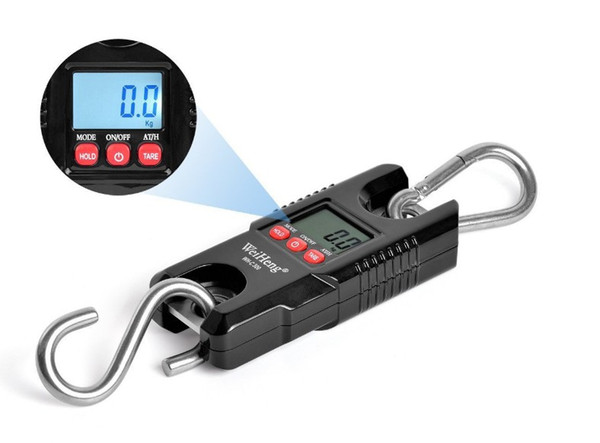 300kg/600lb 100g Electronic Balance Portable Mini Heavy Duty Crane Scale LCD Digital Scales Fishing Hanging Hook Weight Scales LLFA