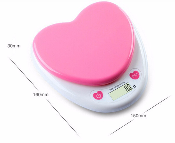 High Precision! 5KGx1g 3KGx0.1g Heart Sharped Kitchen Electronic Scales Food Balance Weighting Steelyard Diet Digital LCD Scale