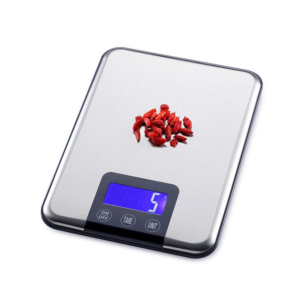 5KG1g Digital Kitchen Scale Slim Stainless Steel 5KG LCD Electronic Diet Food Touch Grams Scales Weight Balance With Retail Box