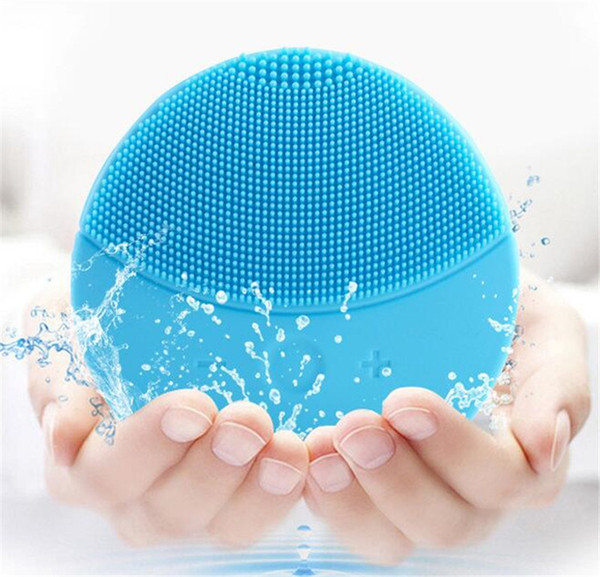 USB rechargeable Electric Face scrubbers Skin Cleaner Mini facial Sonic cleansing brush Vibration silicone Waterproof face Massager free DHL