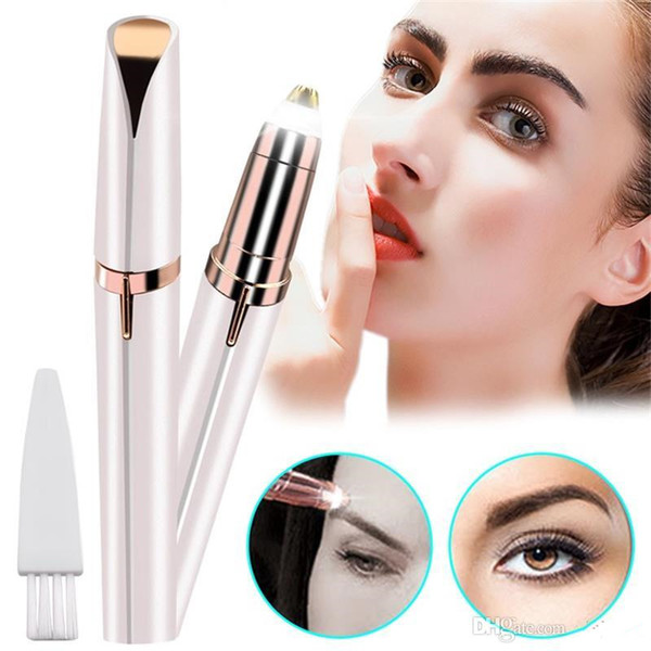 Hot sale lipstick eyebrow trimmer pen hair remover mini electric shaver painless eye depilator with LED lights