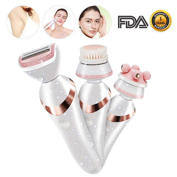 Ladies Electric Shaver Electric Razor Bikini Trimmer 3 in 1 Facial Cleansing 3D Face Massager Waterproof Electric Razor Use Wet or Dry