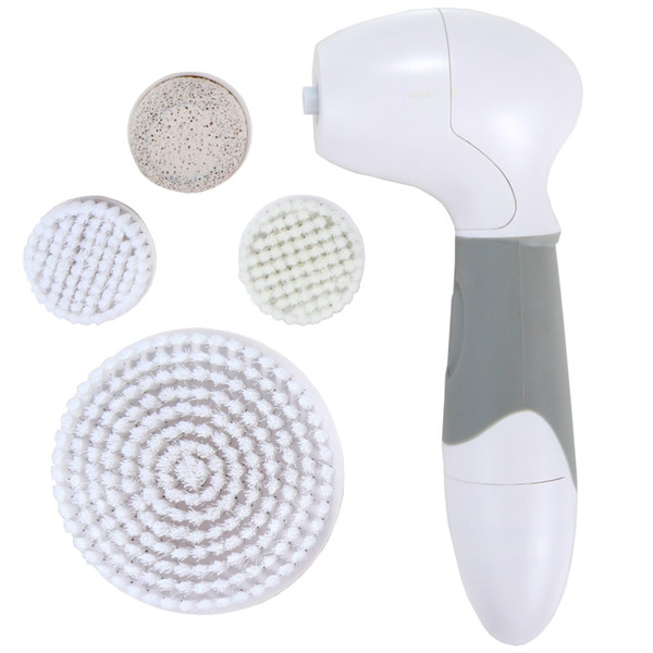 4 In 1 Lady Women Electric Rotating Body Face Skin Care Cleaning Smoothing Beauty Massager Cleaner Facial Cleanser Brush Sponge Bathroom