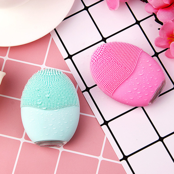 Mini Sonic Facial Cleansing Brush - Rechargeable Electric Silicone Exfoliating Massage Face Scrub Brush Makeup Blackhead Remover