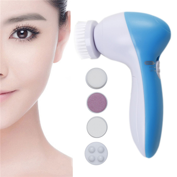 Top quality Electric Facial Scrubbers Cleaner 5 In 1 cleanser Cleaning Brush Skin Care Tool Beauty Care Massager home massor